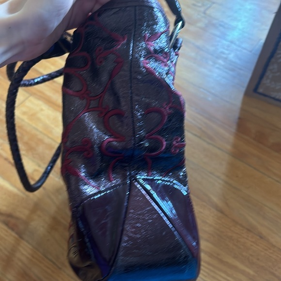 Brighton Valencia Merlot Floral Leather Bag with Box - Picture 5 of 13